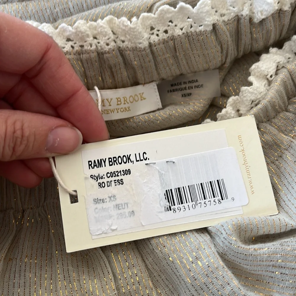 NWT $295 Ramy Brook Womens Kyro Mini Dress, Brown size XS off shoulder - Picture 6 of 14